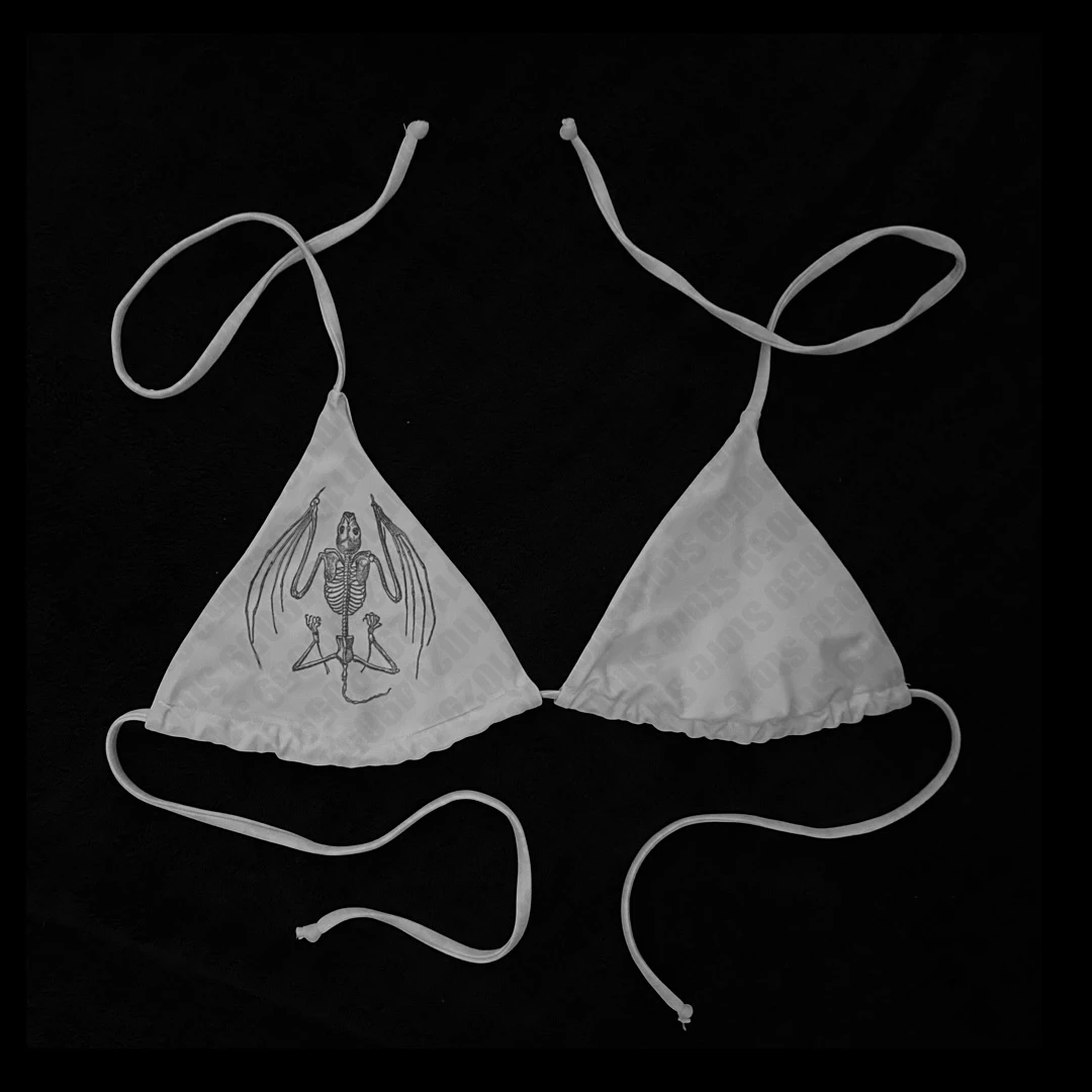 Y2k 2000s Top Swimsuit Bat Print Push-up Padded Bra Thong Two Piece Swimwear Beachwear Bathing Suit Female Women Sexy Bikini Set