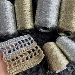 530M Featured Silver Crochet Yarn Braided Wire Silver Core-yarn Colourful Metallic Kniting Thread Diy Crochet Bag Fancy Yarn