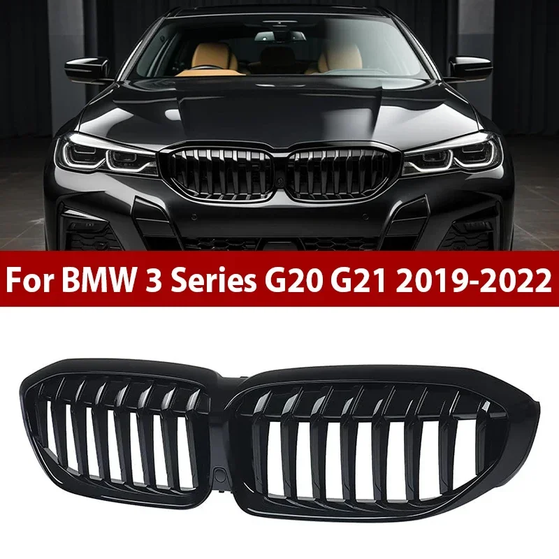 

Car Grills Front Kidney Grille Double Line Gloss black Diamond For BMW 3 Series G20 G21 2019-2022 Car Accessories