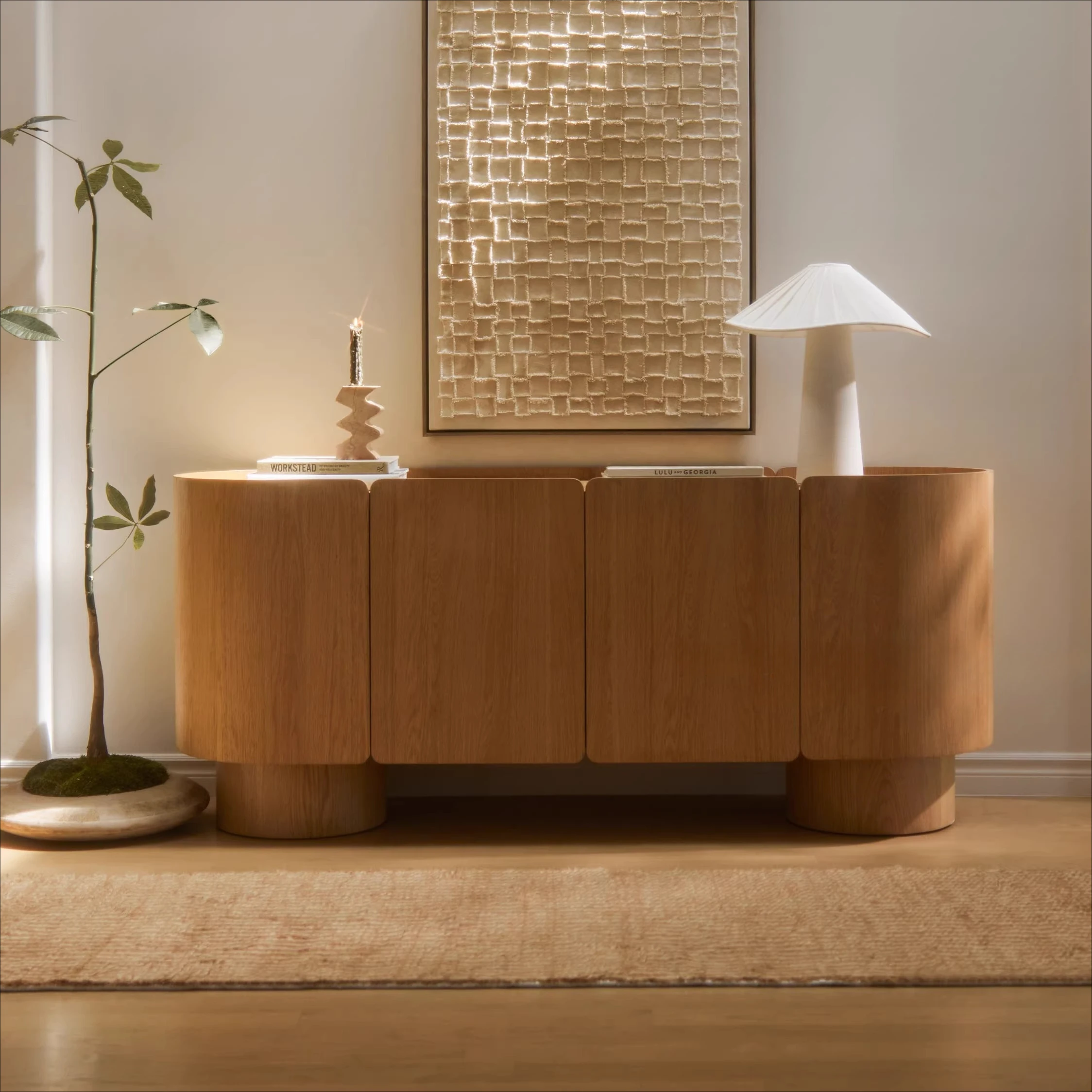 

Living room arc solid wood storage cabinet Dining room dining side cabinet