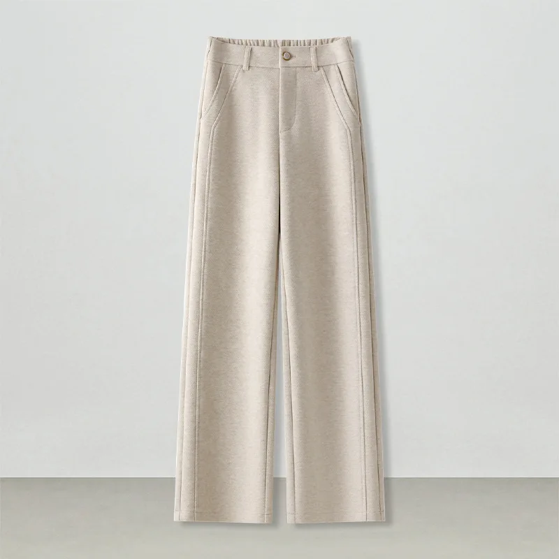 

Wide Leg Pants Women Winter Elastic Waist Elegant Draped Slim Fit Casual Straight Pants