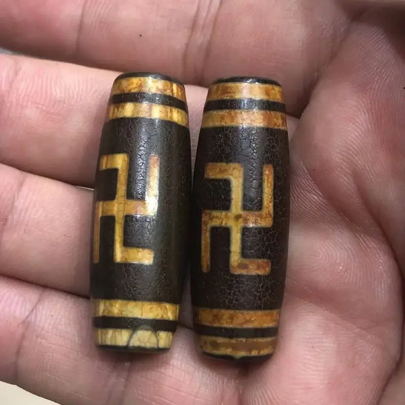 Tibetan Old Agate Weathered Patterned Swastika Bead Necklace, Bracelet, Pendant, Accessories, Ethnic Style DIY Jewelry