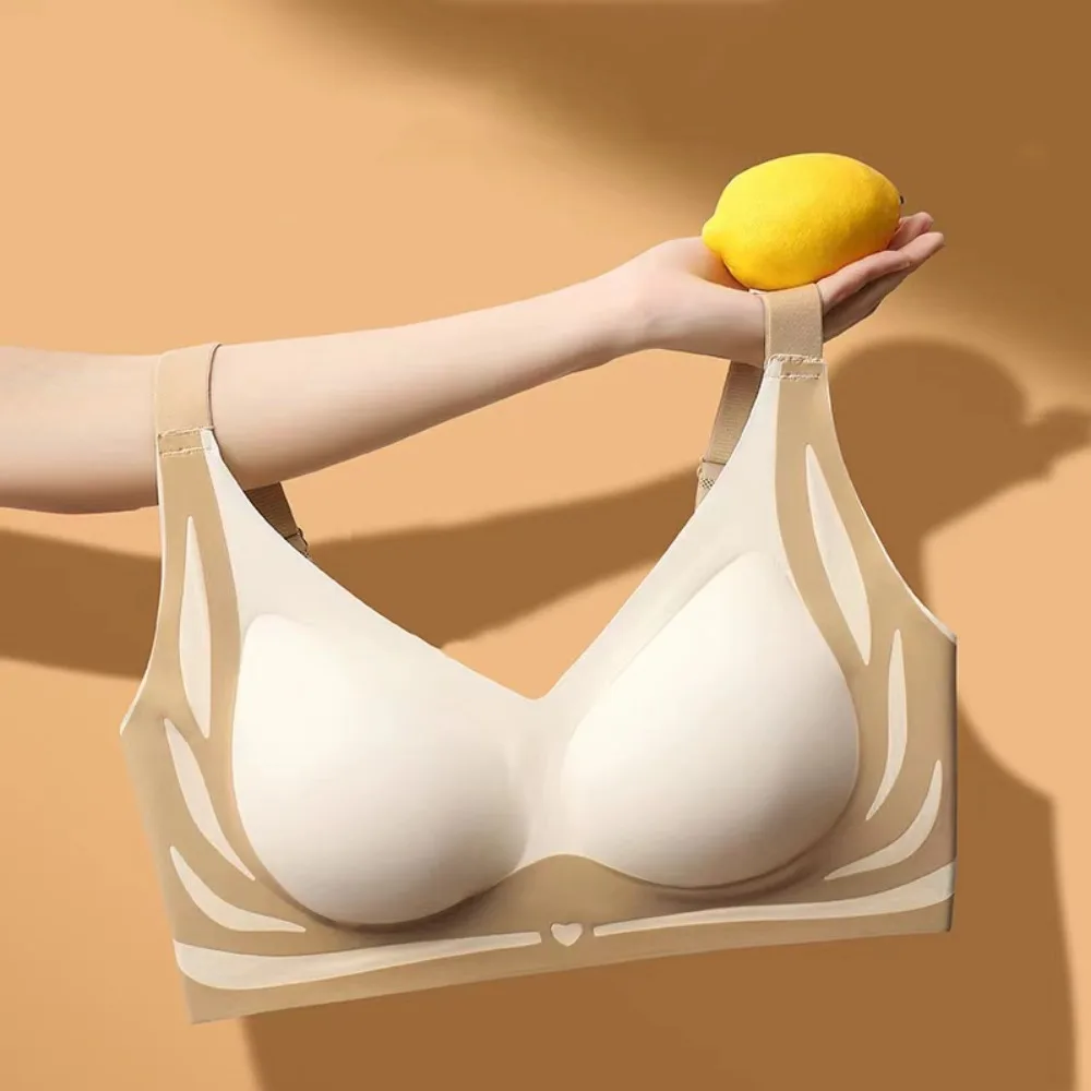 Patchwork Wireless Deep V Bra Close-fitting Shockproof Brassiere for Women Anti-sagging Big Cup Push Up Underwear Girls