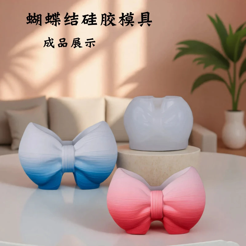 

Силиконовая форма с бантом для бетонного цветочного горшка, подсвечник «сделай сам», инструменты для рукоделия, домашний декор, уникальный дизайн, гипсовый орнамент
