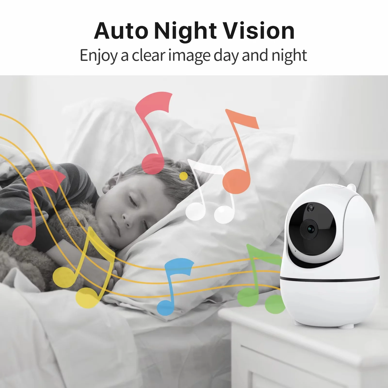5.0 Inch Baby Monitor LCD Screen VOX Mode Night Vision Two-Way Audio Temperature Sensor Lullaby Pan Tilt Security Camera SM663 view 5