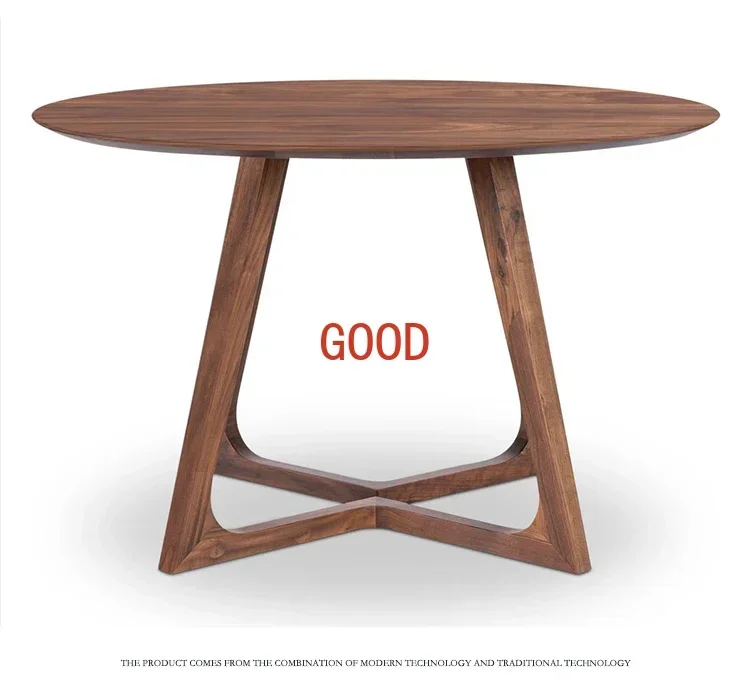Nord America Tavolo in legno di noce nera Tavolo rotondo in legno massello Tavolo da pranzo nordico Casa moderna