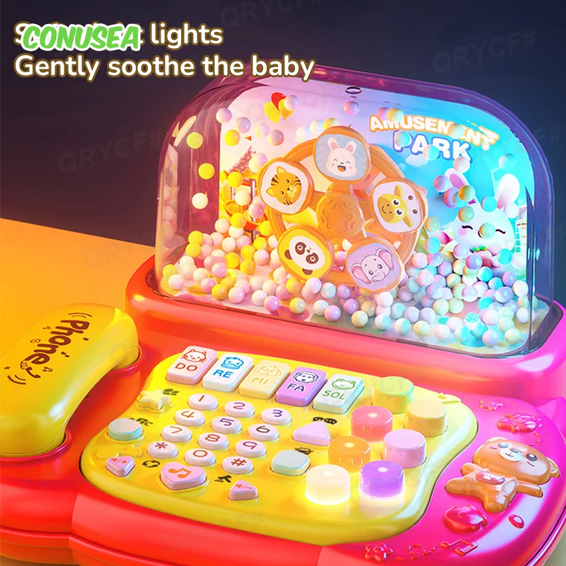 Brinquedo de telefone para bebês, livro de história com música leve, piano, jogos interativos, máquina educacional precoce, brinquedos para crianças