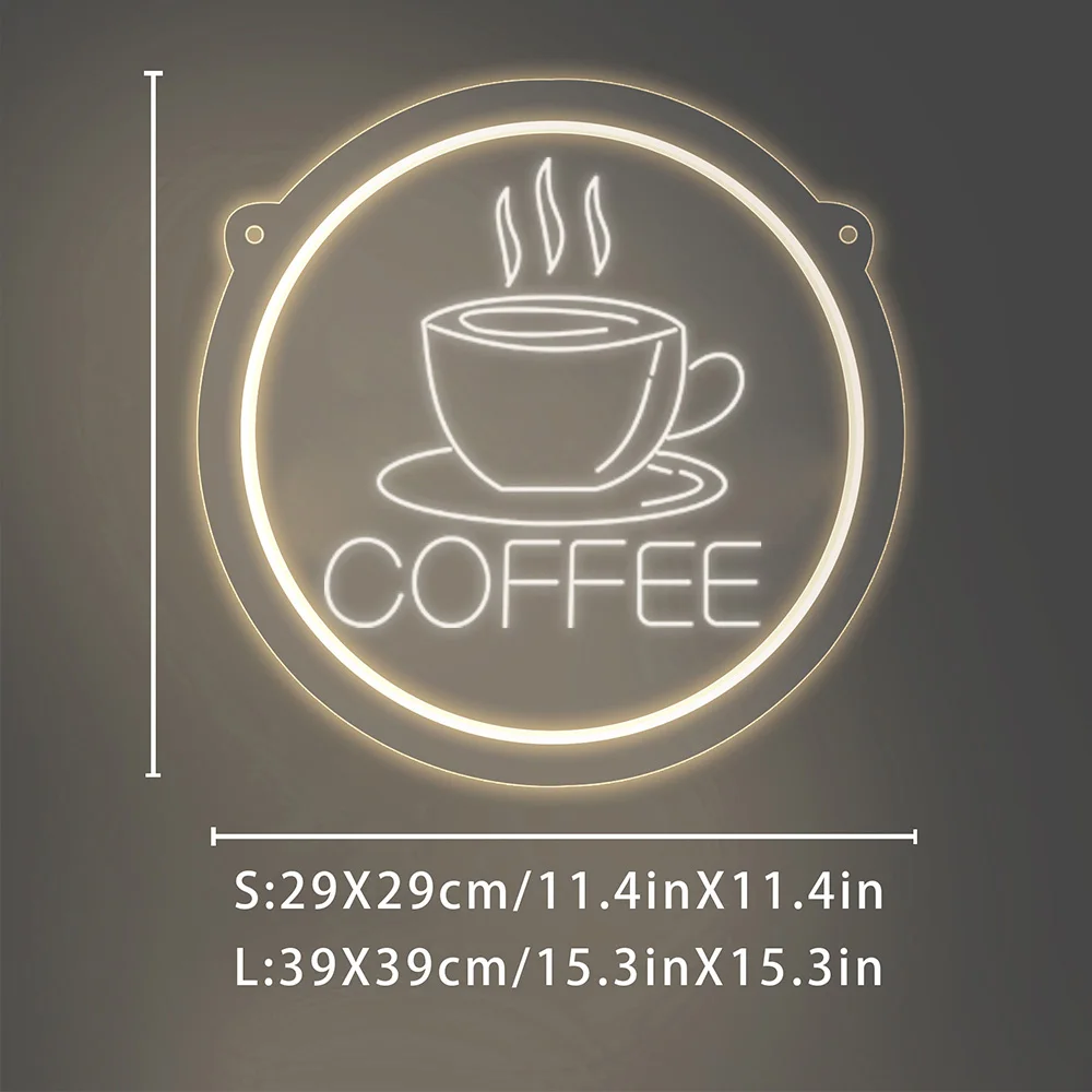 1PC Round Shape USB Power Brightly Customized Text Colored Indoor Wall Lights Acrylic Lamp Transparent For Coffee Bar Decor