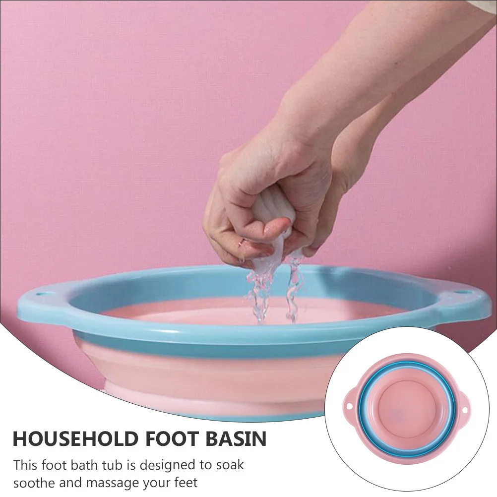 

1 pc Folding Foot Bath Basin Pink Durable Waterproof Foot Soak Tub For Home Travel Camping Laundry Car Washing Household Water