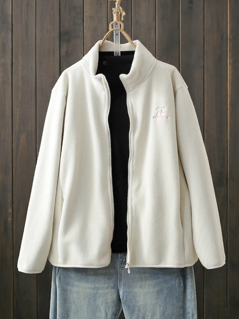 Women's Thickened Double-sided Fleece Jacket Autumn Winter Outdoor Climbing Windbreaker Inner Core Warm Faux Fur Coat