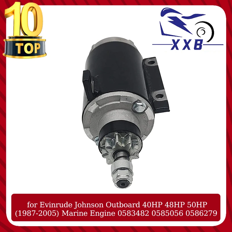 Starter Motor for Evinrude Johnson Outboard 40HP 48HP 50HP (1987-2005) Marine Engine 0583482 0585056 0586279