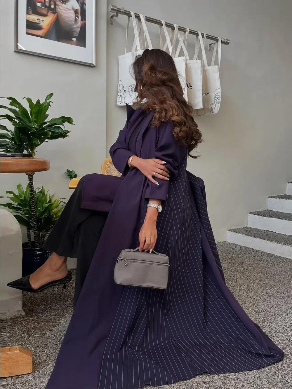 

Eid Dress for Women Abaya Muslim Lapel Cardigan Stripe Long Coat Party Caftan Robe Jalabiya Dubai Kaftan Vestidos Largos Ramadan