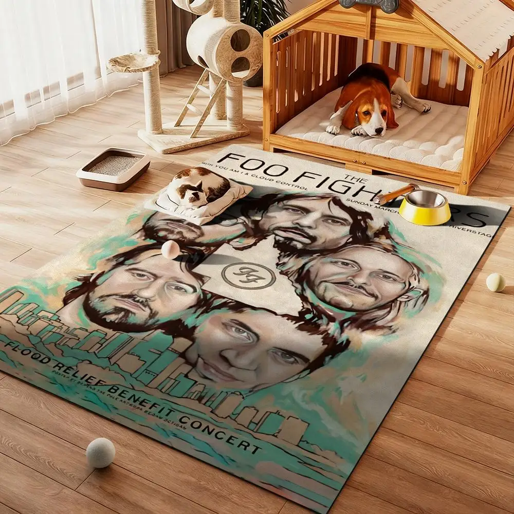 

Heavy Rock Band-F-Foos Fighters Floor Mat Diatom Bath Mat Absorbent Quick Dry Non-Slip TPR Backing Soft Plush Draining Rugs