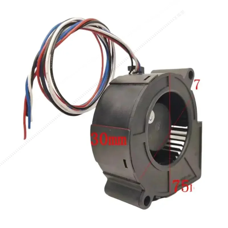 W  ADDA 7530 Turbo Blower Fan AB07512UB300BM2, 12V 0.60A PWM High Airflow Cooling Fan, 75x75x30mm Brushless Blower for PC, Serve