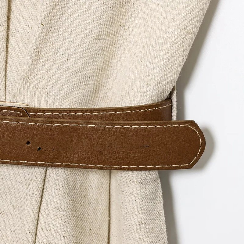 فستان نسائي أنيق ميدي بدون أكمام وحزام قميص مع فتحة رقبة على شكل حرف V للتخسيس على الموضة لفستان الحفلات النسائية غير الرسمية 8137775