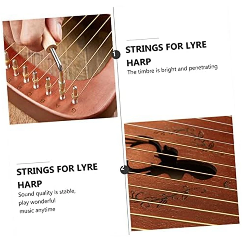 A Sets Of 16 Lyre Harp Strings Replacement Parts Accessories Metal String For Lyre Harp