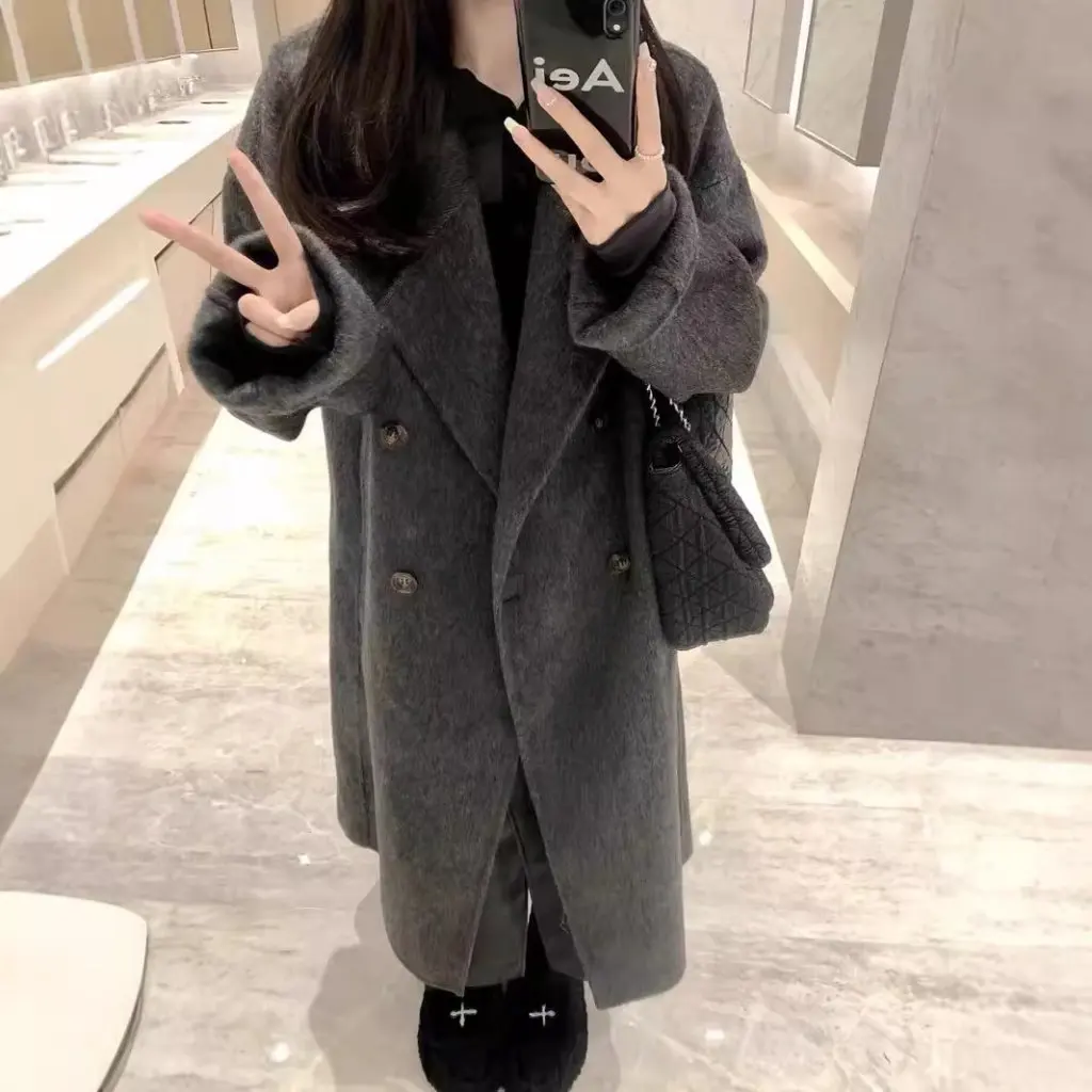 

Suli Women's Double-Sided Cashmere Coat Alpaca Maillard Premium Thickened Wool Outerwear for Autumn Winter New 24