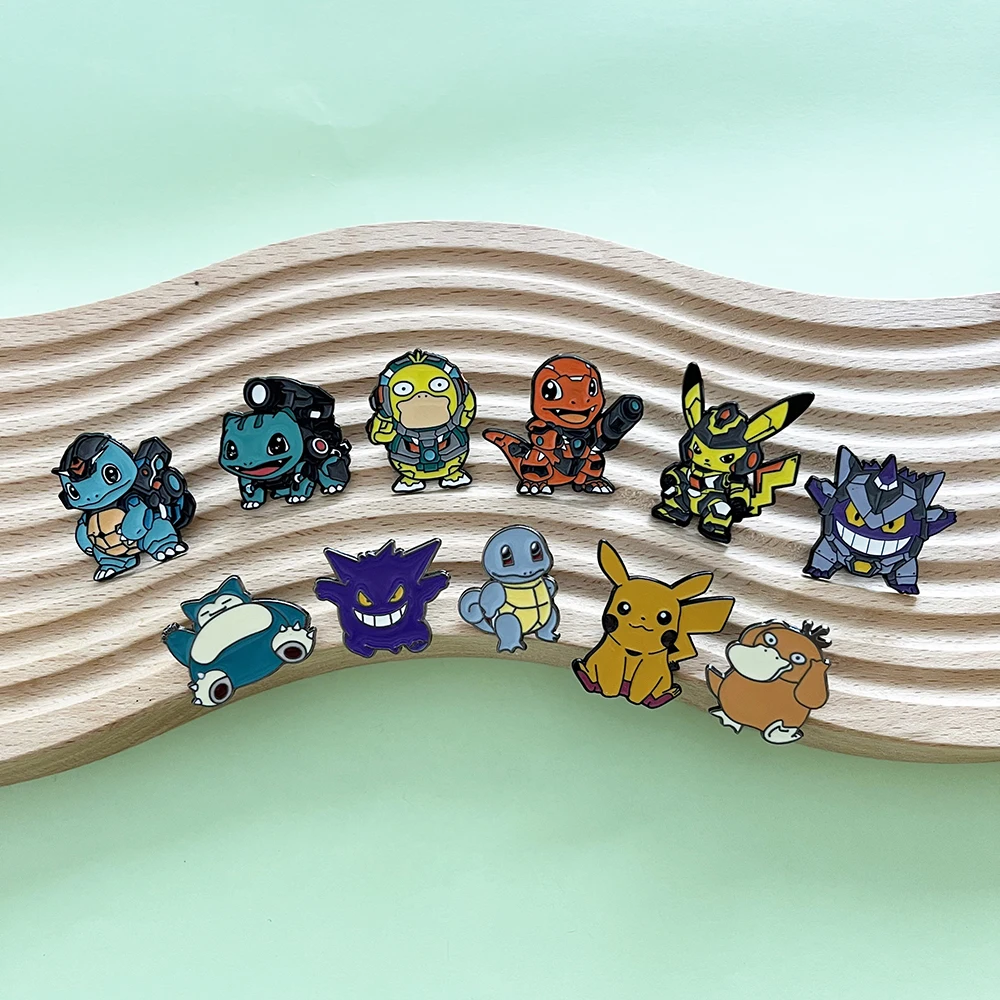 Conjunto de alfinetes esmaltados pikachu e gengar, 11 peças, broches de bandagem criativa, emblemas de metal, acessórios para mochilas, roupas, joias, presente