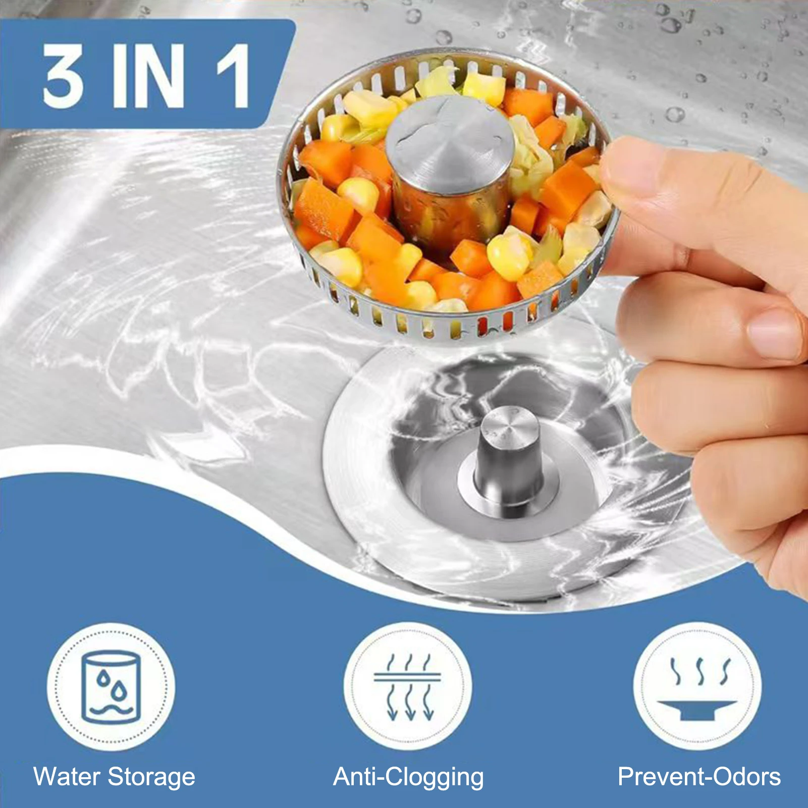 Kitchen Sink Drain Strainer Sink Stopper Food Waste Catcher Plug with Filter Basket for Home Kitchen Sink - Image 4