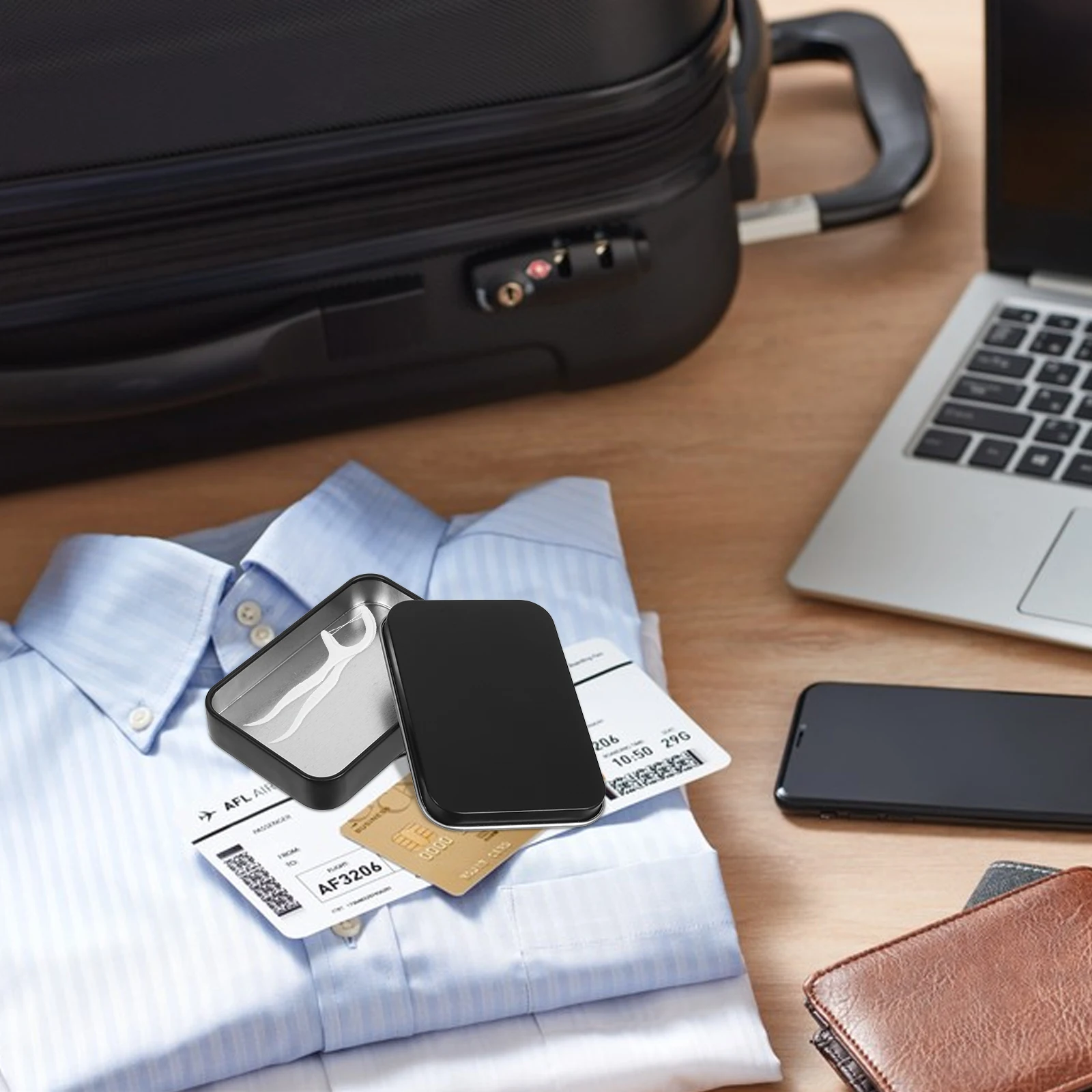 

2Pcs Portable Floss Dispenser Case Small Rectangular Metal Tin Box Refillable Holder Organizer Storage Container