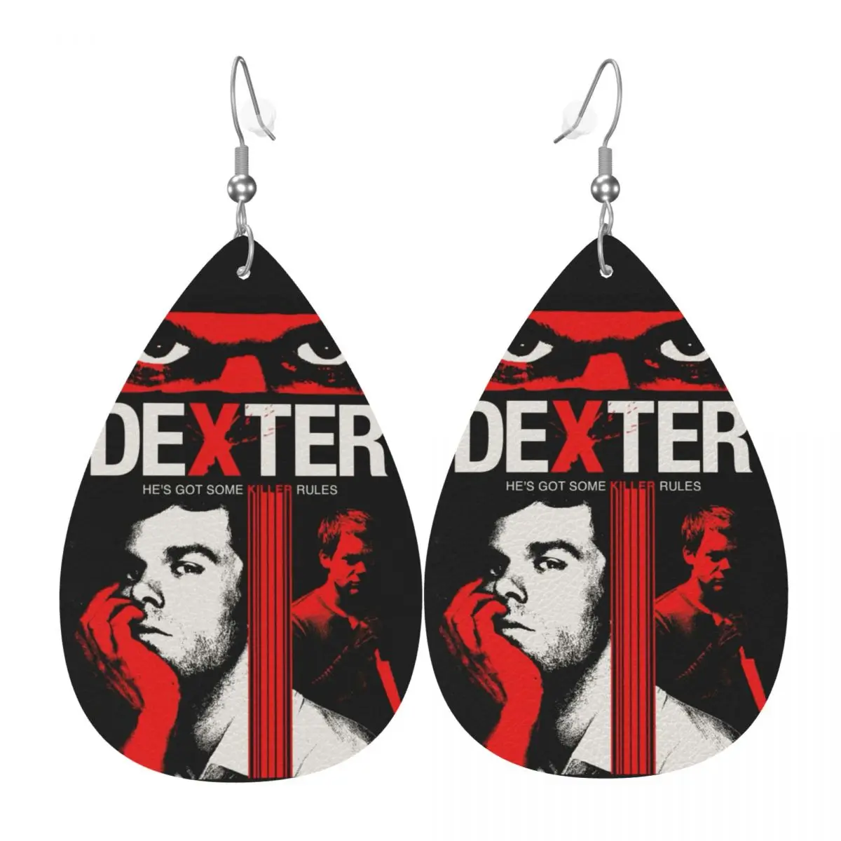 

Custom Dexter Morgan Leather Teardrop Earrings Personalized For Women Movie Jewelry Accessories For Valentine's Day