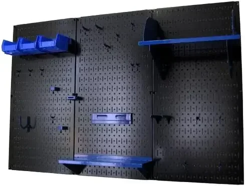 

Wall Control Pegboard Organizer 4 ft. Metal Pegboard Standard Tool Storage Kit with Black Toolboard and Blue Accessories