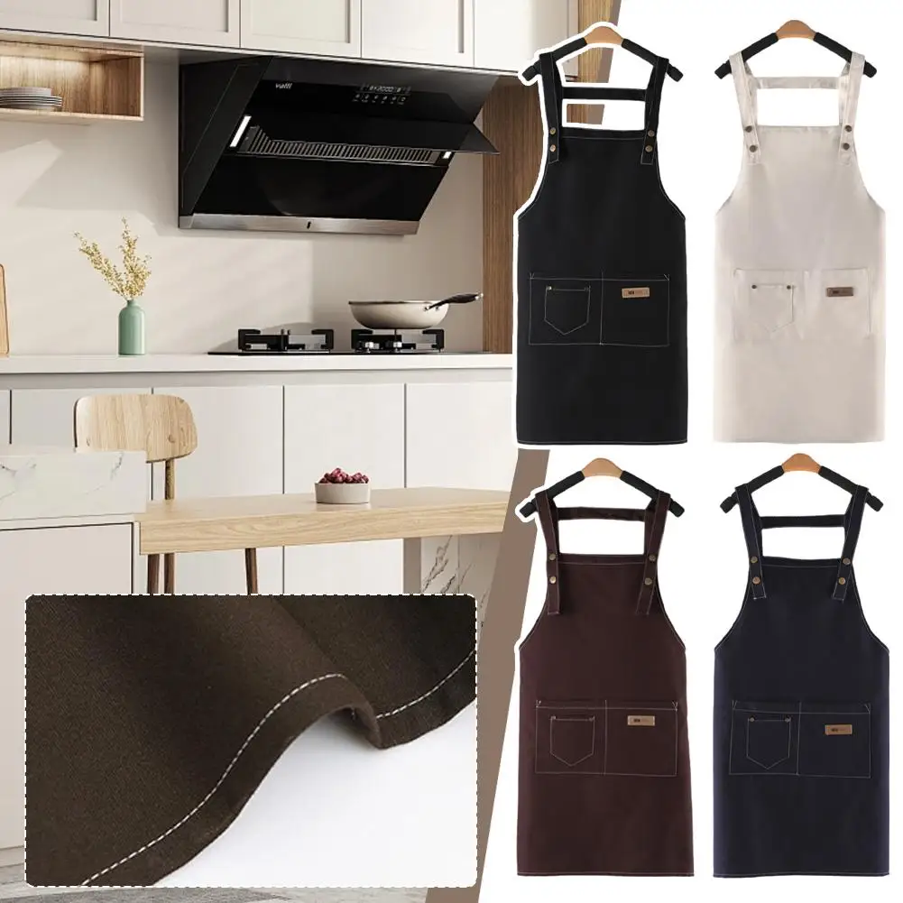 1PCS Household Canvas Apron With Suspenders Chef Baking Fashion Canvas Supplies Household Beauty Breathable Catering H2P0