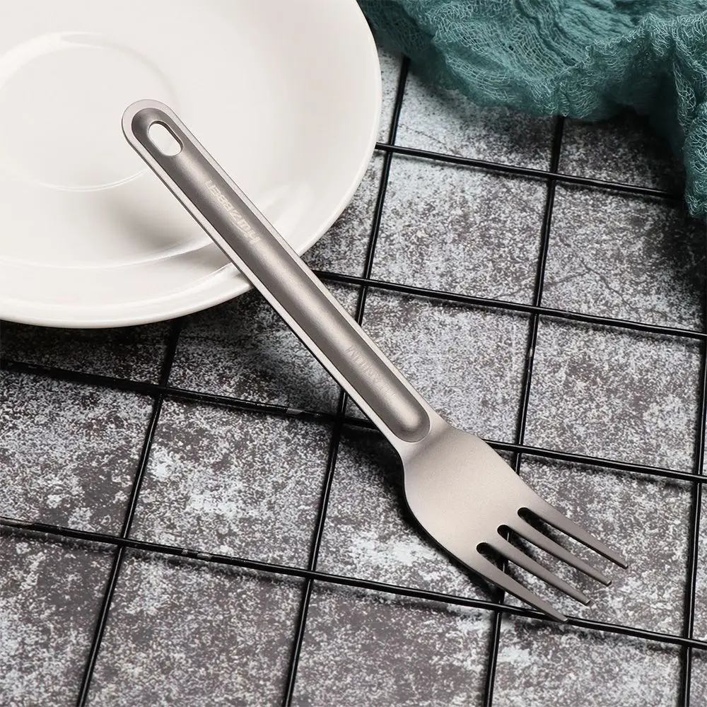 Cubiertos ultraligeros de titanio – Tenedor y cuchara para pesca - imagen 2