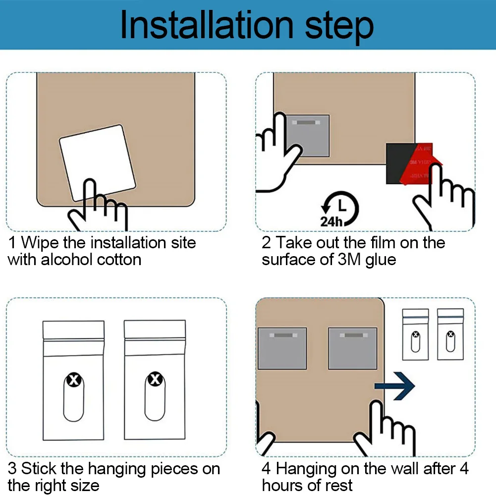 Gancho para marco de espejo de 6 piezas, soporte autoadhesivo para colgar en la pared, soporte para marco de fotos, colgador de pared para espejo de reloj