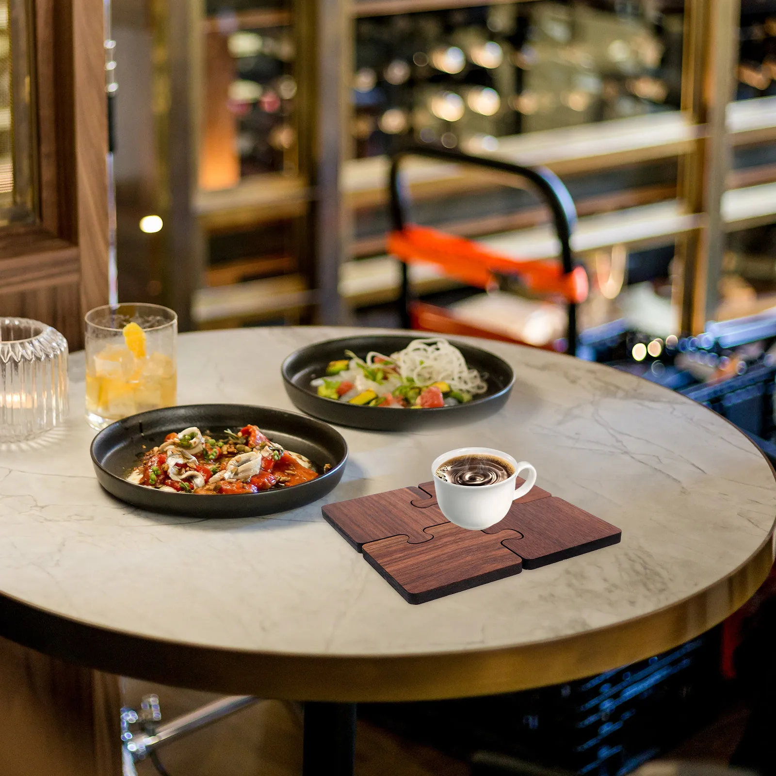 

4Pcs Wooden Tea Coasters Resistant Cup Pads Elegant Minimalist Design for Home Office Bar Aesthetic Coasters