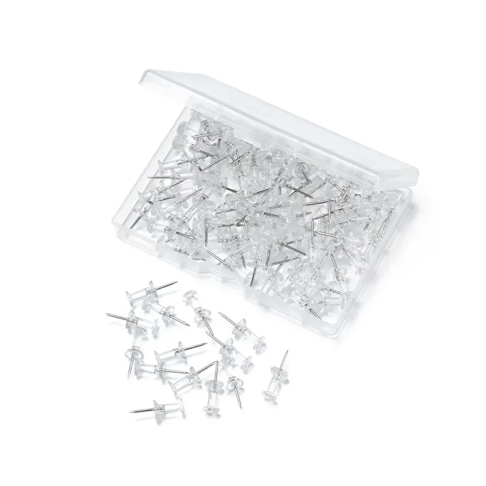 200/300 Pcs Plastic Clear Tacks Push Pins Drawing Pins Stationery Buttons Pins Office School Stationery Supplies