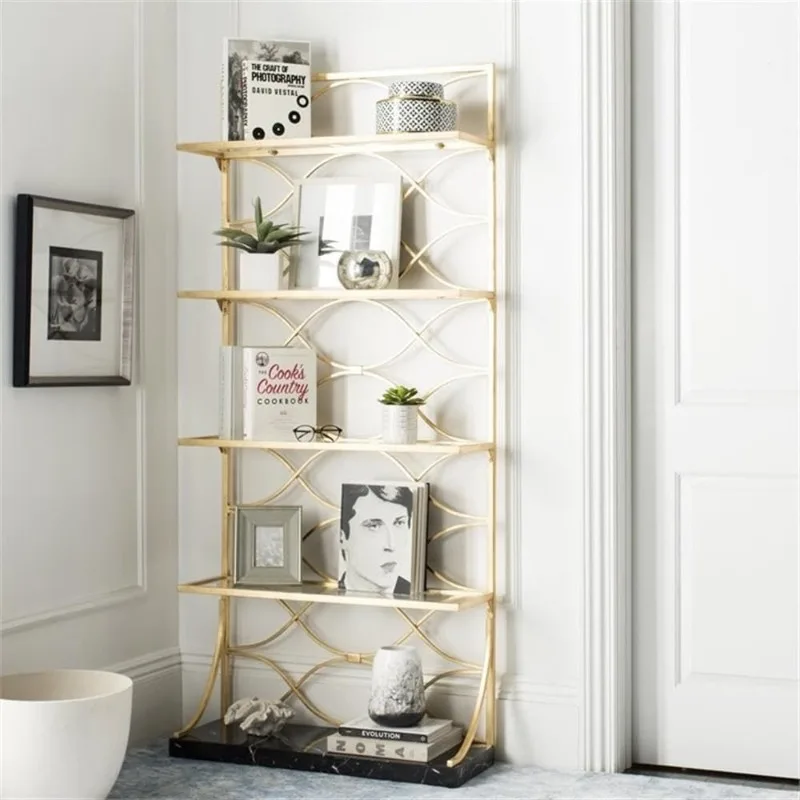 Home Collection Spano 4 Glass Tier Marble Base Etagere, Gold/Black，home.