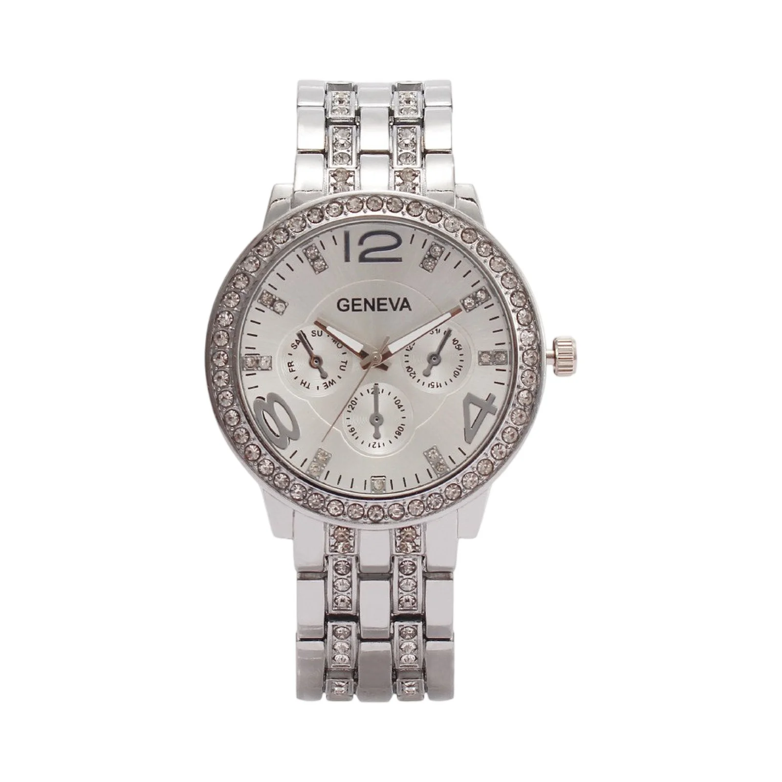 

‌ Модные часы с белым циферблатом и бриллиантовым ободом, новинка 2025, осенние женские часы, браслет из нержавеющей стали, стиль