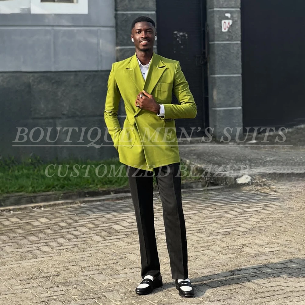 

Luxury Suits for Men Formal One-Button Peak Lapel Slim Fit Blazer High Quality 2 Piece Jacket With Black Pants High Quality Sets