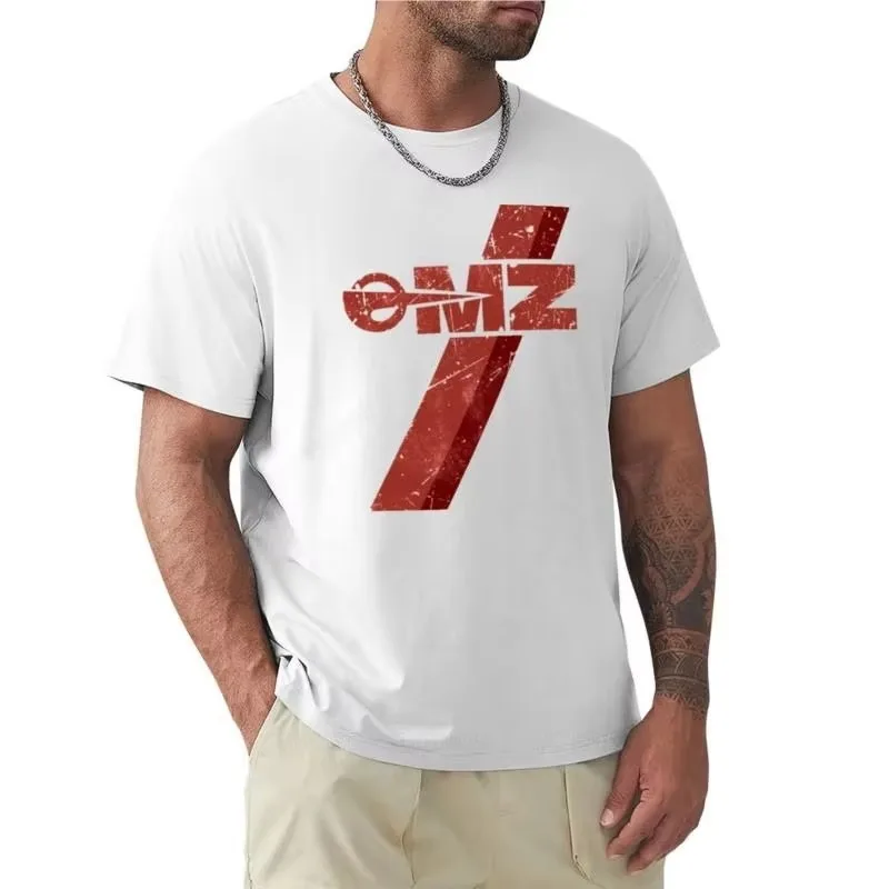 2026 new Vintage Distressed Geometric Letter Graphic Men T Shirt O Neck Short Sleeve White Casual Tees Tops