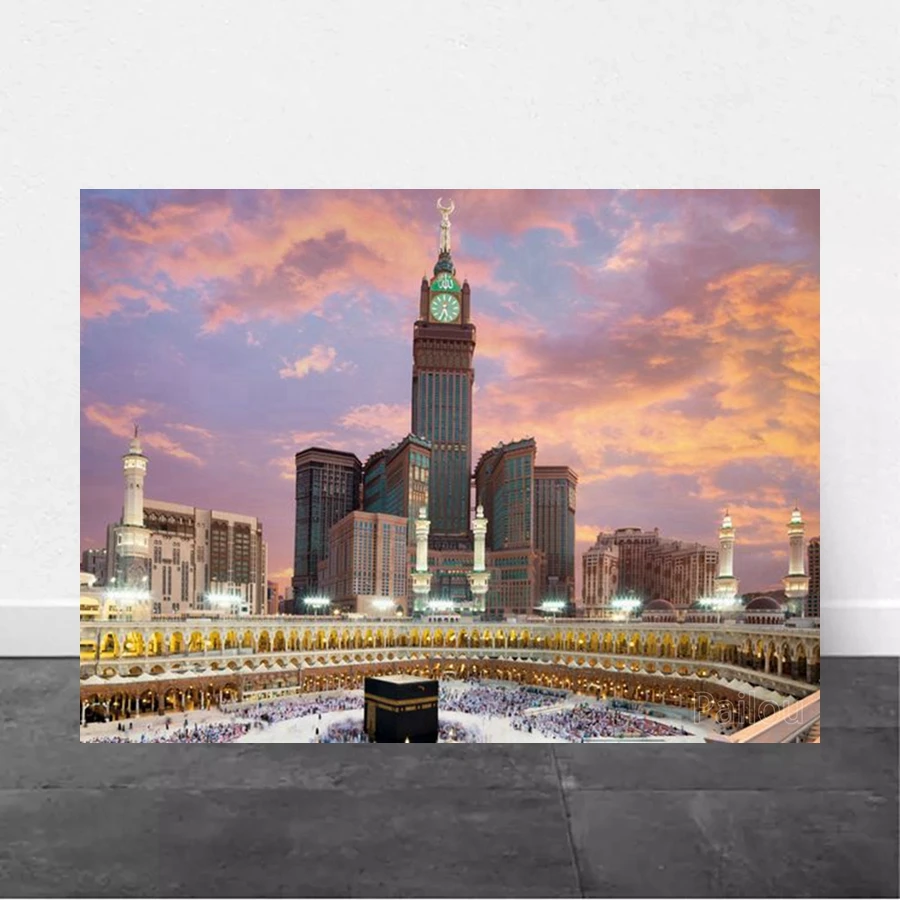 Islamic Mecca Arabia Diamond Painting Kits Kaaba Makkah Mosque Landscape In Masjid Al-Haram Mosaic Cross Stitch Home Decor Art