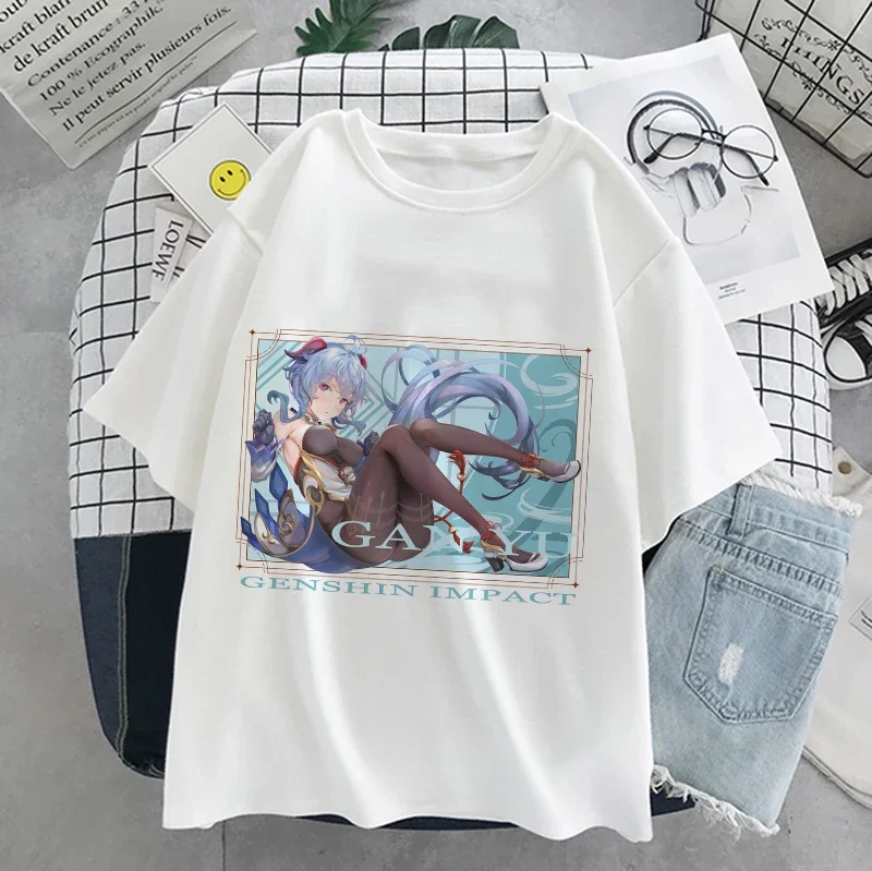 

Fashion Women T-shirt Genshin Impact Kawaii Anime Graphic Short Sleeve T-shirts Female Harajuku 2023 Summer y2k Clothes Tops