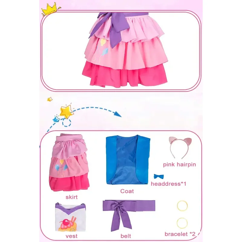 Meine Mädchen Frauen kleine Pony Pinkie Pie menschliche Cosplay Kostüm Perücke weibliche rosa Halloween Karneval Kostüme maßge schneiderte Kinder Größe