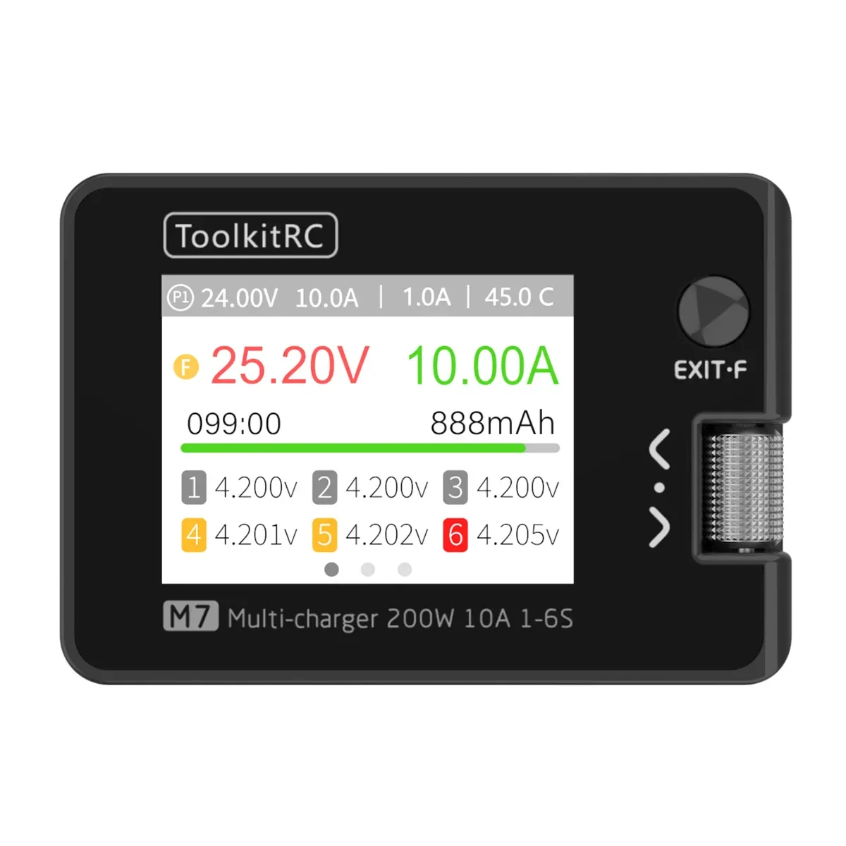 ToolkitRC M7 200W 10A DC Balance Charger Discharger for 1-6S Lipo Battery with With Voltage Servo Checker ESC Tester Receiver Si