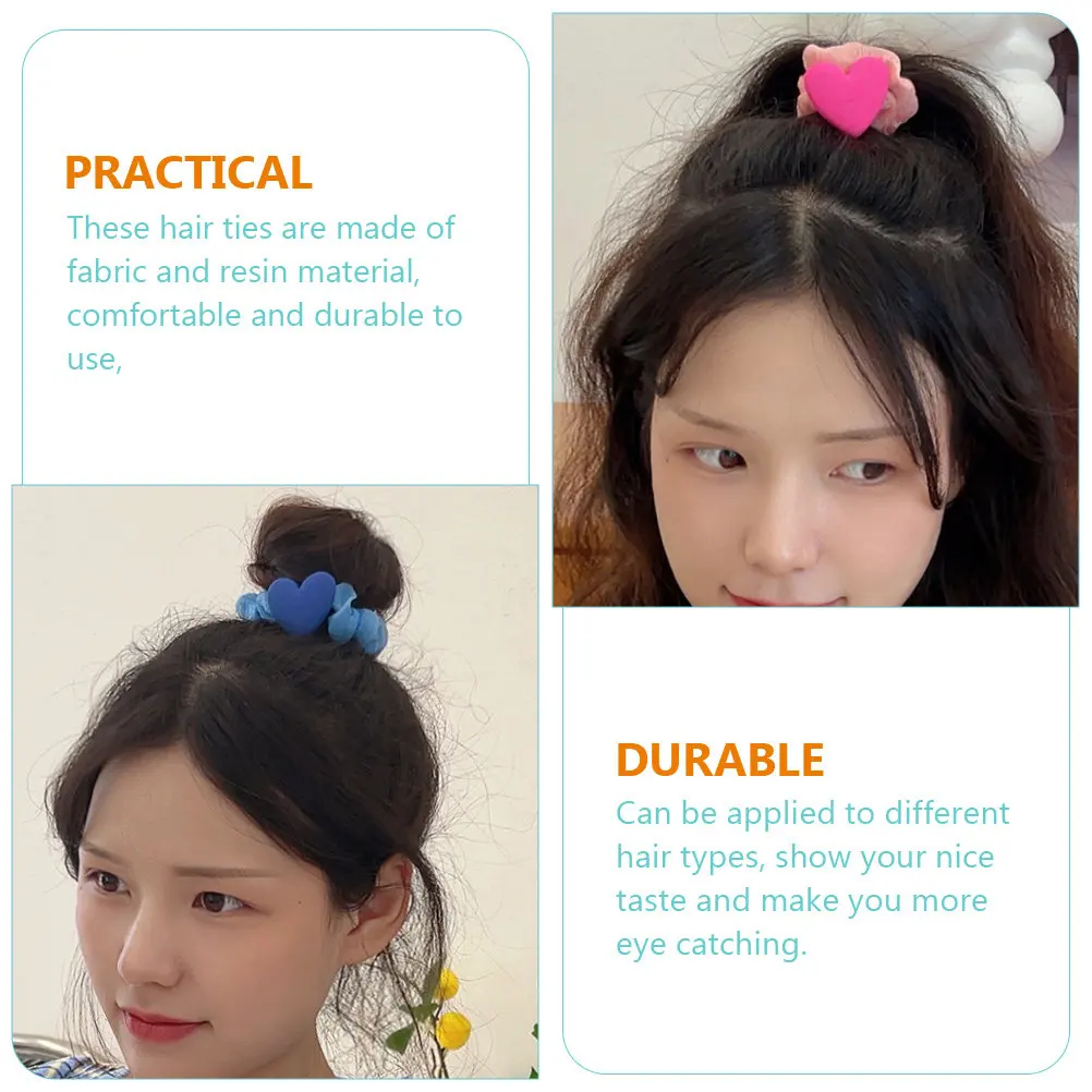 

5 шт. резинок для волос в форме сердца, эластичные, из ткани, удобные, прочные, легкие, для вечеринок, путешествий, повседневного использования, для девочек, для хвостиков