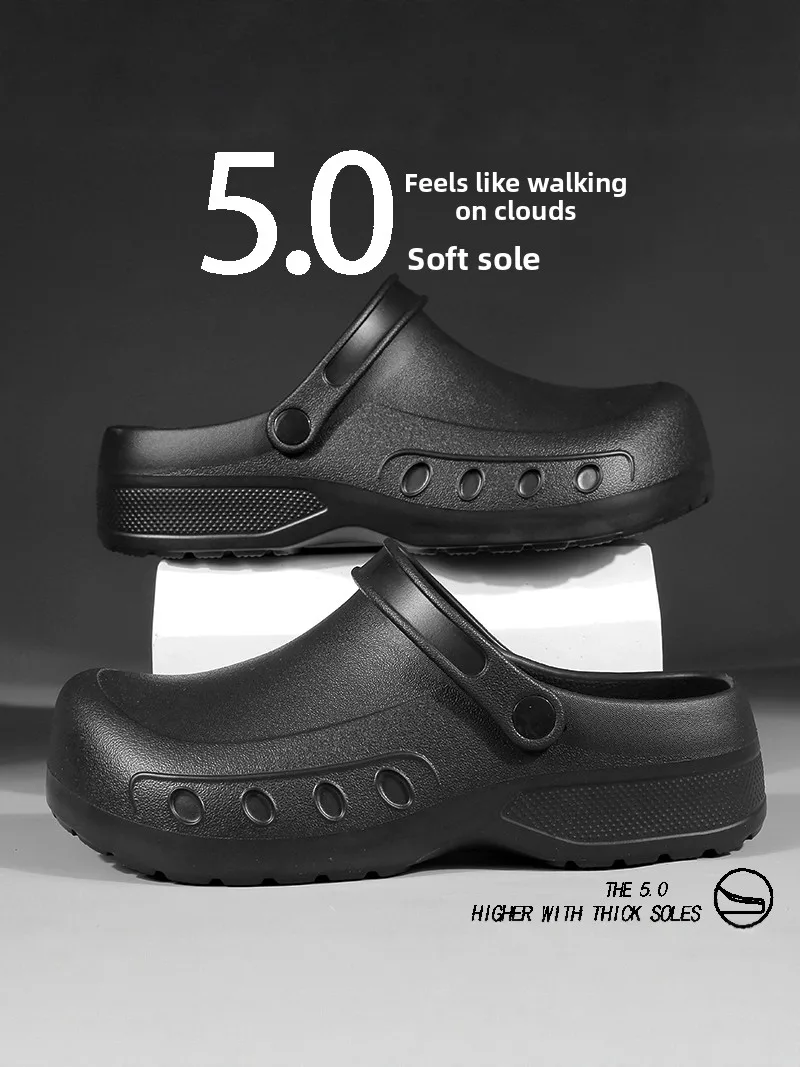 

Men's Chef Shoes Summer Breathable Lightweight Kitchen Work Shoes Anti-slip Oil-resistant Slip-resistant Beachwear Hole Shoes