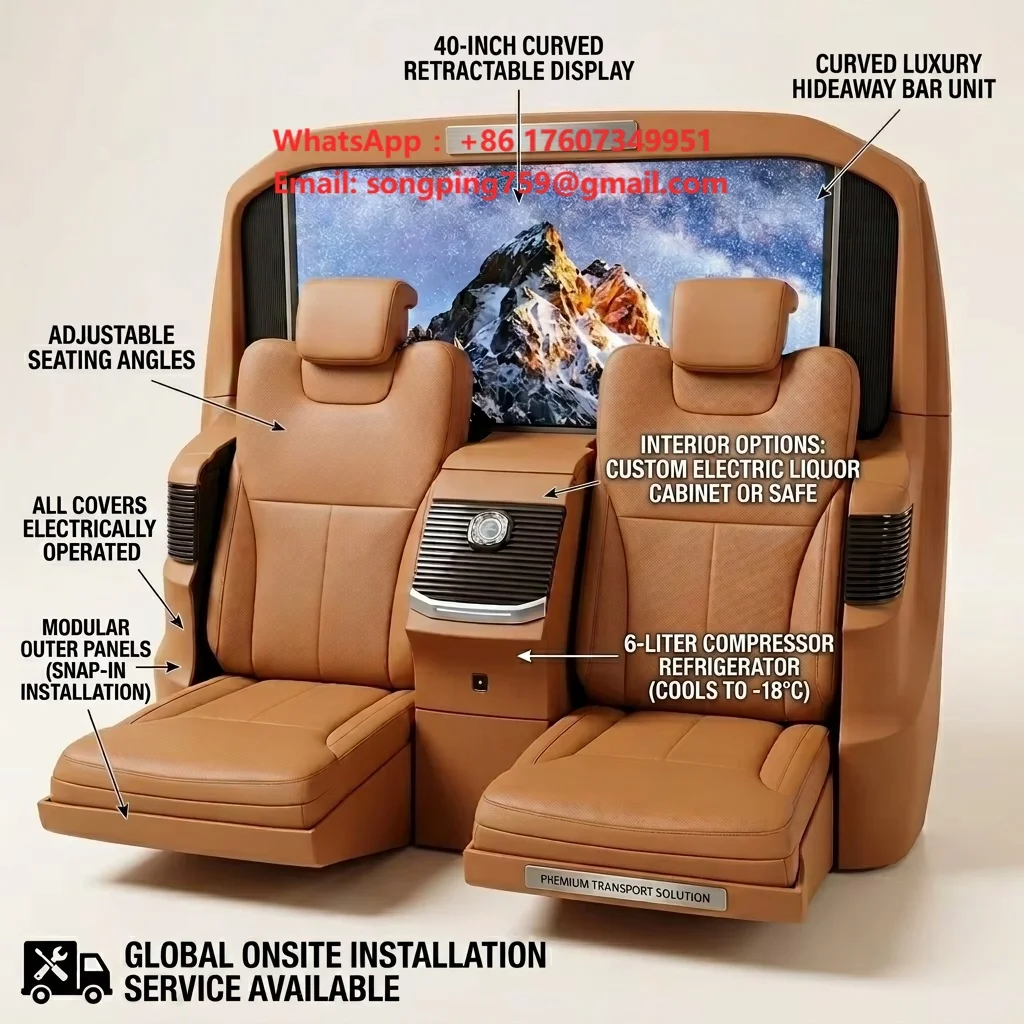 MPV Hidden Bar Luxury ABS Interior Kits Executive Seats Slim Electric Drive Curved 4K TV Concealed Fridge Business Van Upgrade