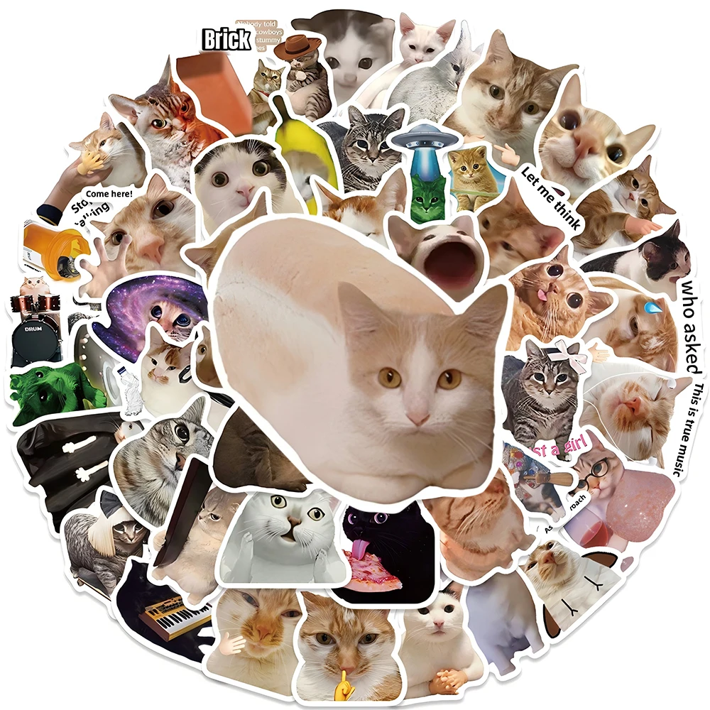 10/50/100/200 stücke Nette Tier Katze Aufkleber Kawaii Mädchen Kinder Lustige Kätzchen MEME Graffiti Aufkleber Spielzeug wasserdicht DIY Telefon Fall Fahrrad
