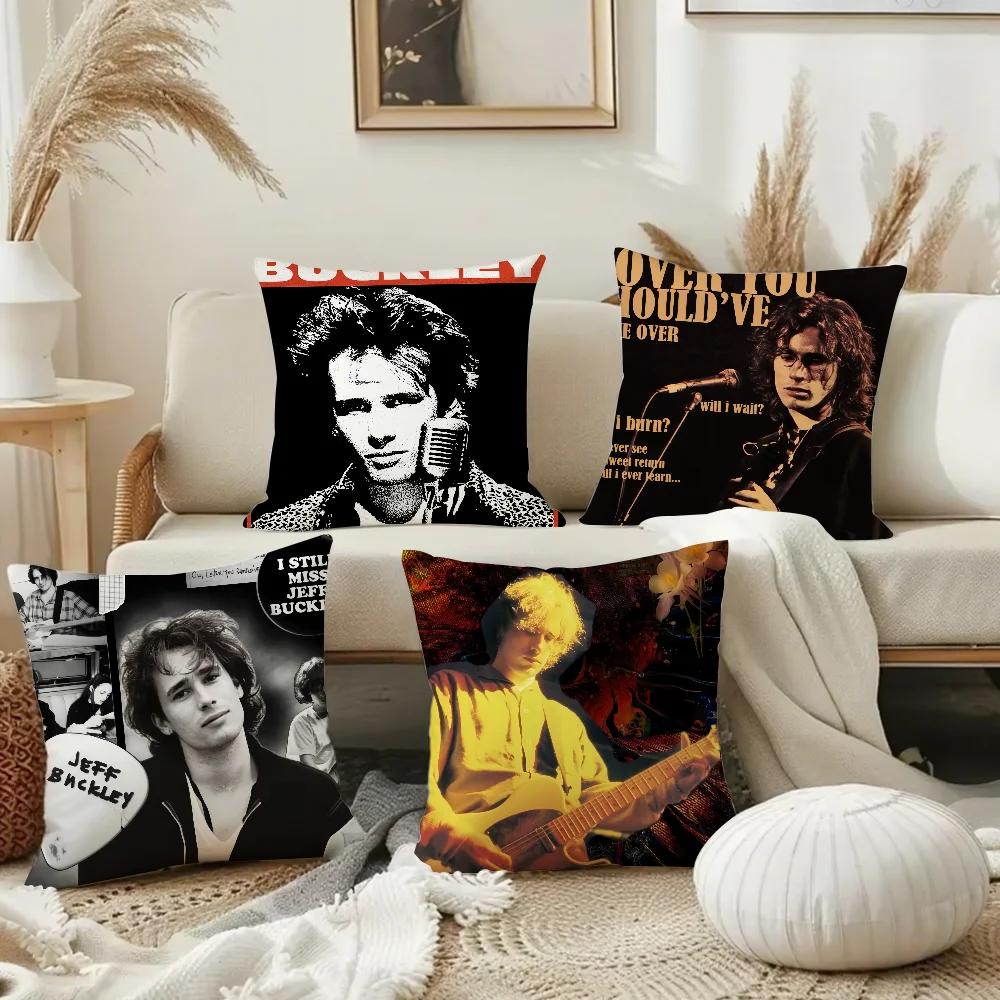 Retro J-jeff Buckley Pop Singer Anime Pillow Case Square Double-Sided Printing Short Plush Sofa Cushion Cover Bedside Pillow