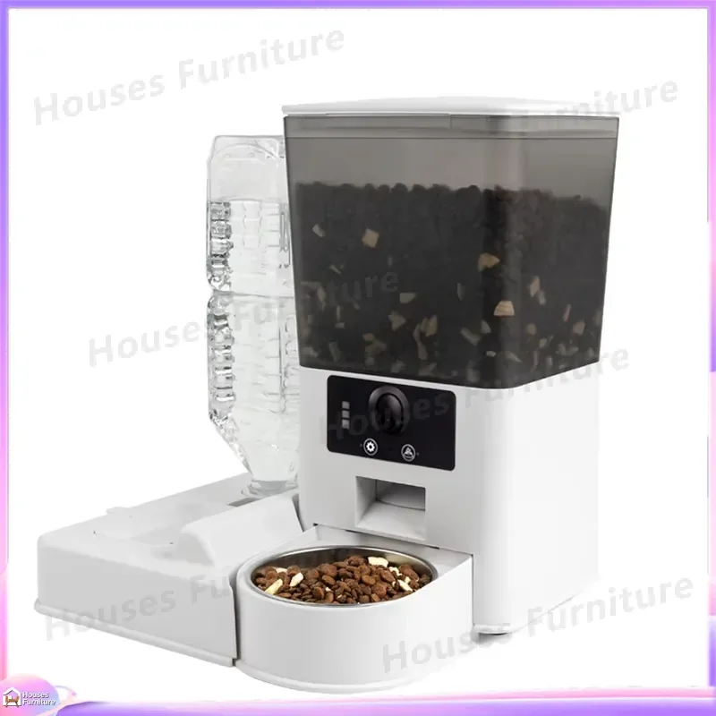 Smart Automatic Pet Feeder with Camera WiFi App Control Remote Feed Timer for Dogs and Cats Elevated Food Bowl Smart Feeding