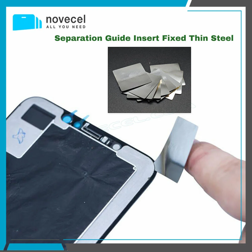 NOVECEL 100pcs Curved Screen Separation Guide Insert Fixed Thin Steel Sheet Piece Phone Screen Battery Repair Dissembly Tools