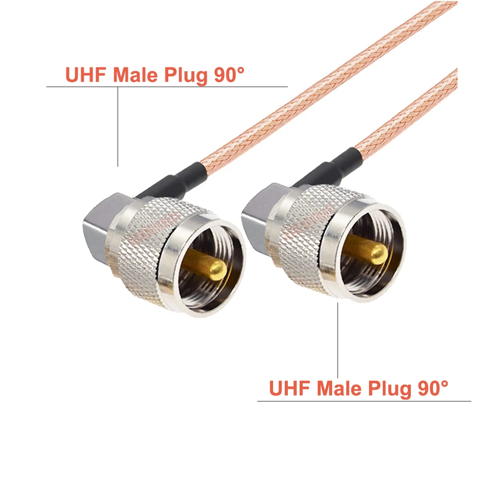 RG316 Cable PL259 UHF Male Right Angle to UHF Male PL-259 90 Degree Plug Low Loss 50 Ohm RG-316 RF Coaxial Jumper CB Radio Cable