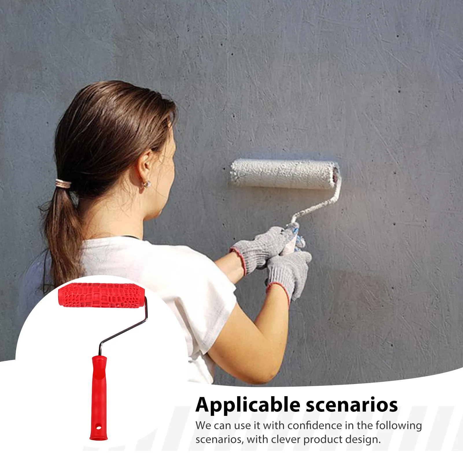 

Red Plastic Handle Paint Roller for Textured Wall Art Lightweight Honeycomb Pattern Textured Coating Roller Tool