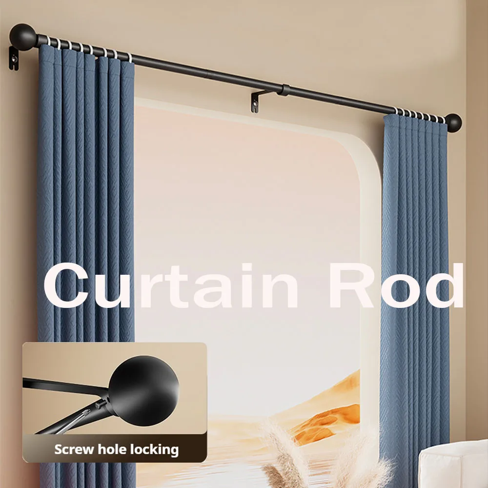 169-363cm Heavy Duty Simple Curtain Rod Heavy Duty Heavy Dut Poles Bracket Decorative Head Accessories Set, Sturdy and Durable