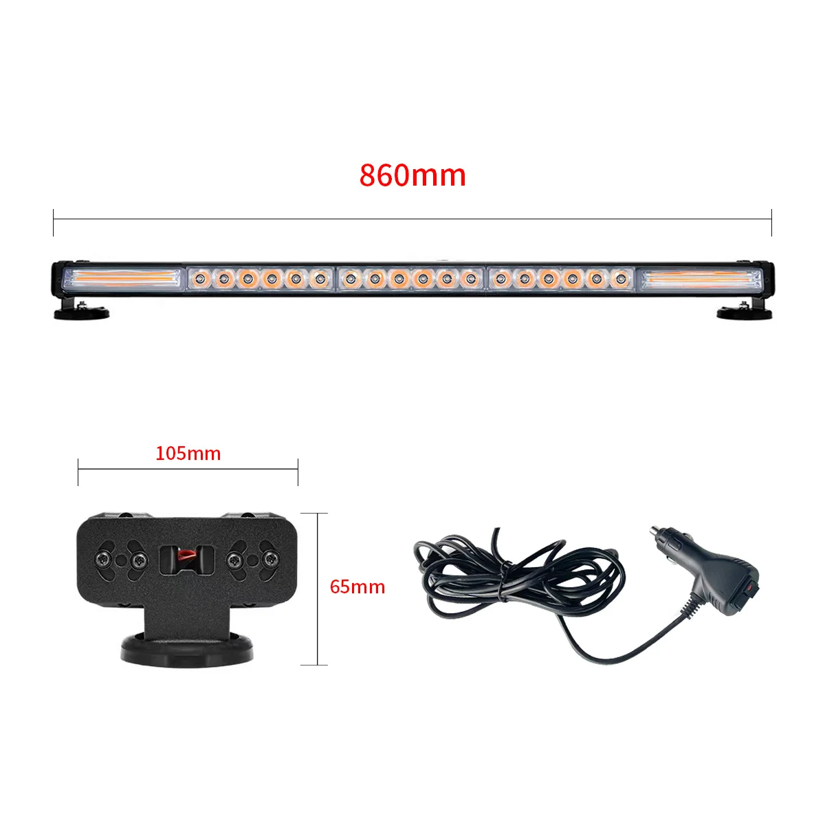 

86cm Two Side COB Led Strobe Light Bar for Car Truck Off-Road Fireman Police Warning Emergency Flashing Lamp White Amber 12V 24V